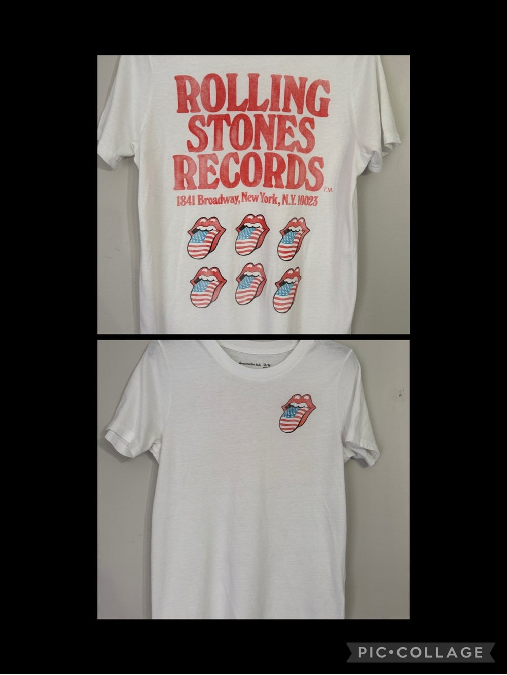 Abercrombie Kids girls White Rolling Stones T Shirt Size 13/14
